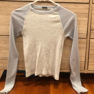 blue and white long sleeve